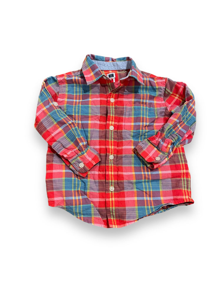 Size 18-24 month Janie and jack red, blue, yellow plaid button up Default Title / 18-24 month / Boy