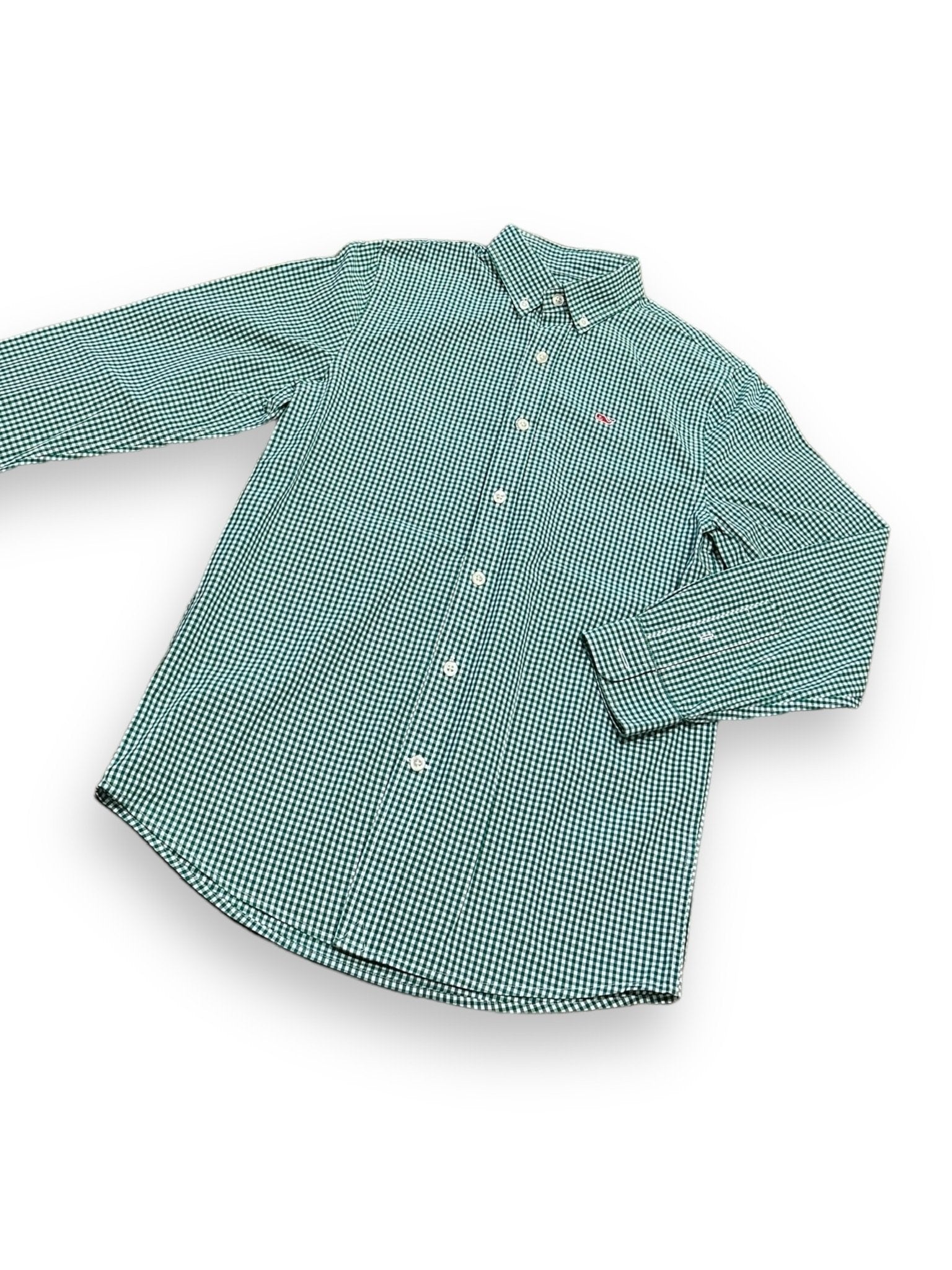 Size 12/14 Vineyard Vines green/white checked long sleeve button up, red whale Default Title / 14-Dec / Boy