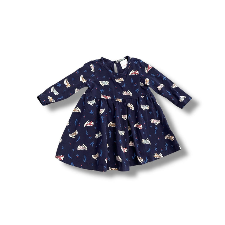 Size 6-12 month Hanna Andersson navy dress with bunnies Default Title / 6-12 month / Girl