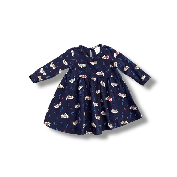 Size 6-12 month Hanna Andersson navy dress with bunnies Default Title / 6-12 month / Girl