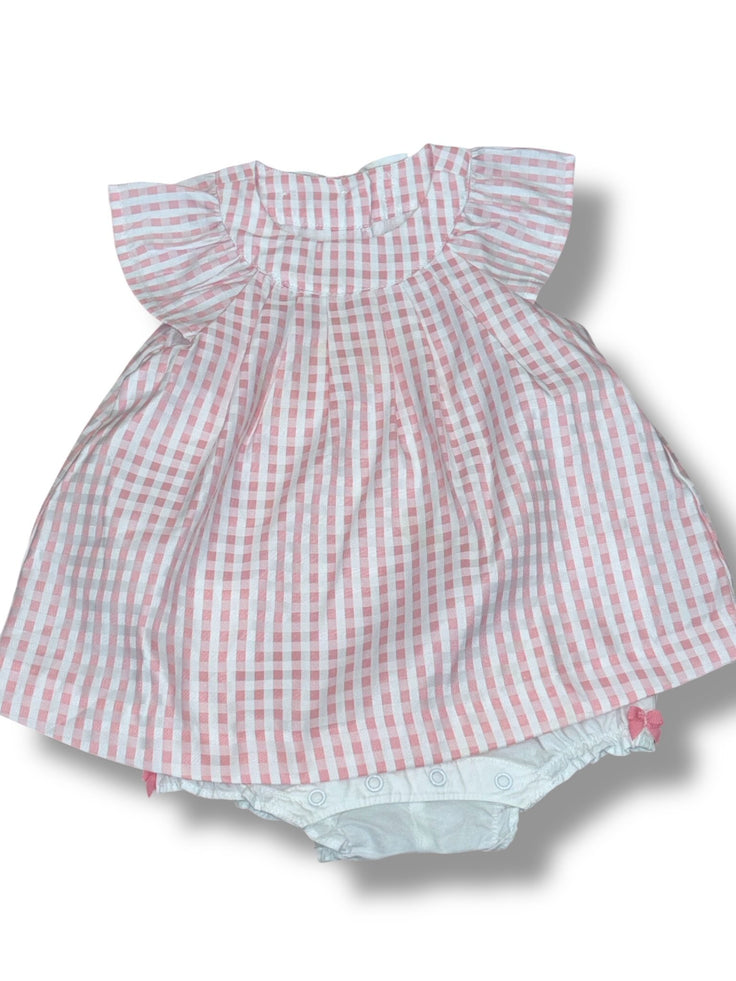 Size 3-6 month Janie and Jack pink/white gingham satin dress w/ onesie underneath Default Title / 3-6 month / Girl
