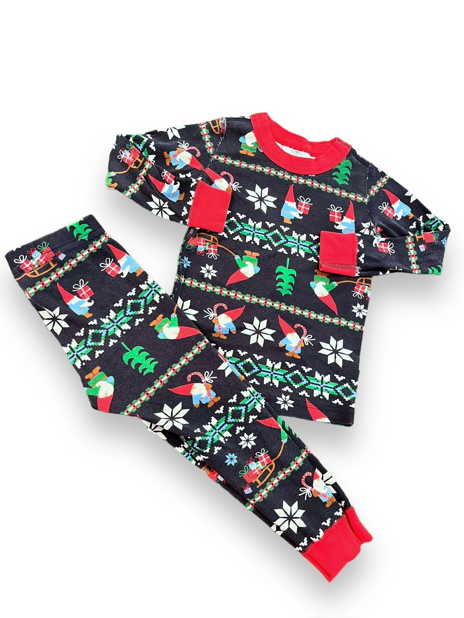 Size 3 Hanna Andersson Navy Pajamas with Christmas Gnomes Default Title / 3 / -