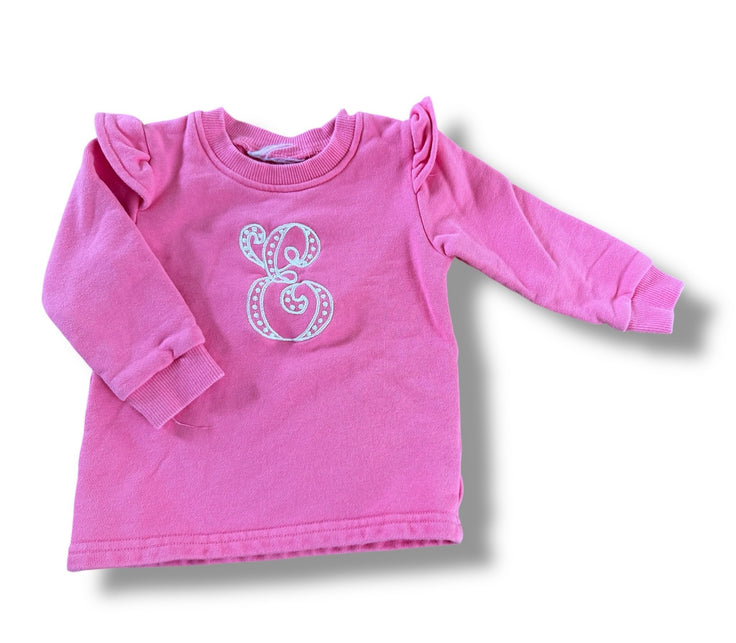Size 18 month JellyBean pink sweatshirt with "E" monogrammed in white Default Title / 18 month / Girl