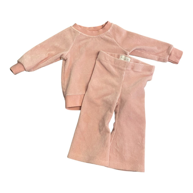 Size 6 month Miki Miette light pink ribbed velour set Default Title / 6 month / Girl