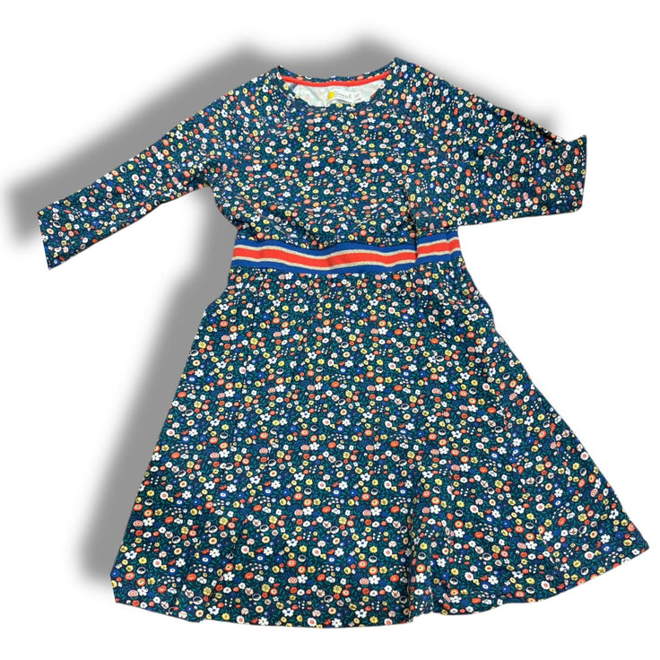 Size 9-10 Boden navy floral dress with orange/gold/navy band at waist Default Title / 10-Sep / Girl