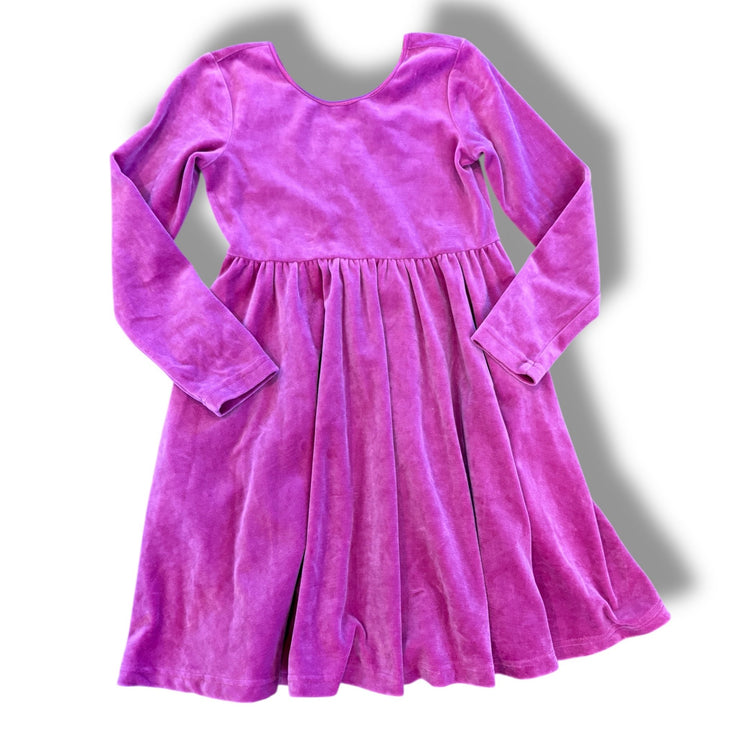 Size 8 Hanna Andersson majenta velour long sleeve dress Default Title / 8 / Girl