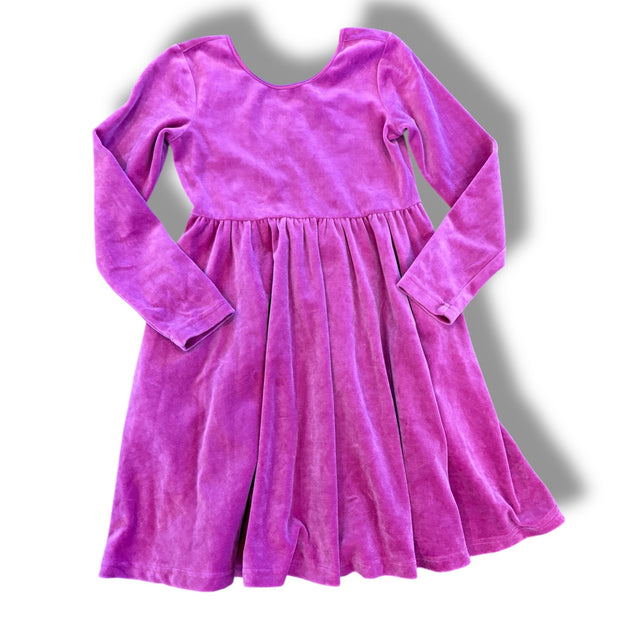 Size 8 Hanna Andersson majenta velour long sleeve dress Default Title / 8 / Girl