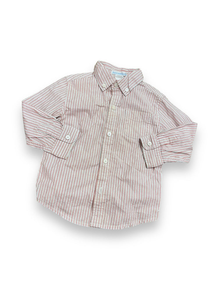 Size 18-24 month Janie and jack cream, red, grey stripe button up Default Title / 18-24 month / Boy