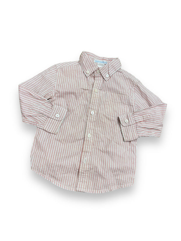 Size 18-24 month Janie and jack cream, red, grey stripe button up Default Title / 18-24 month / Boy