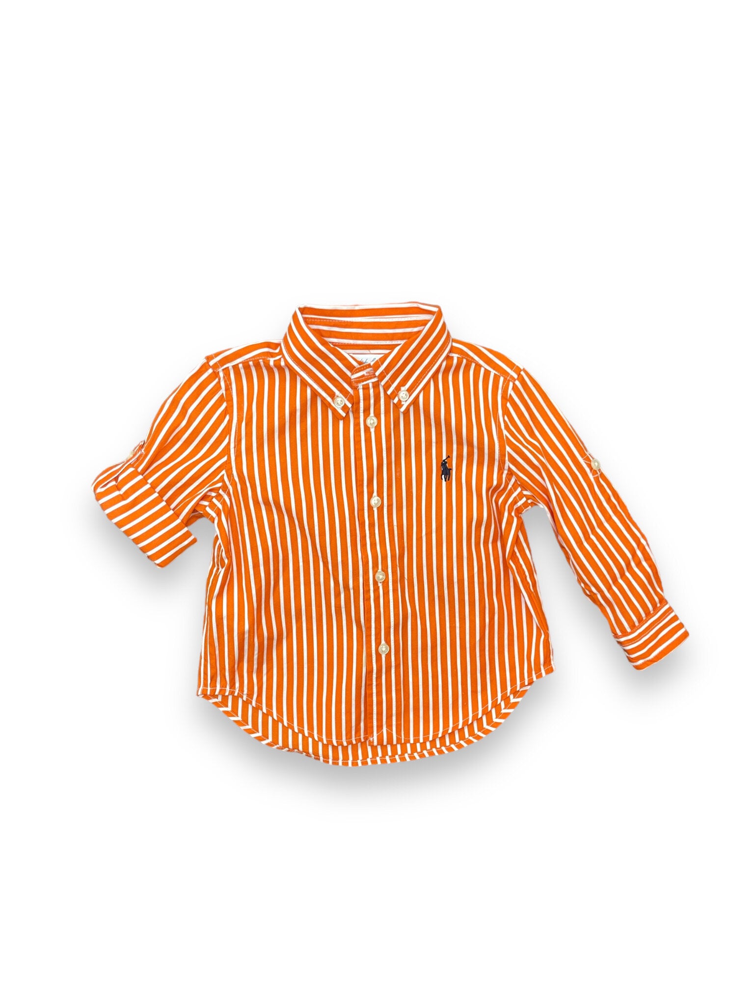 Size 12 month Ralph Lauren orange/white striped button up Default Title / 12 / Boy
