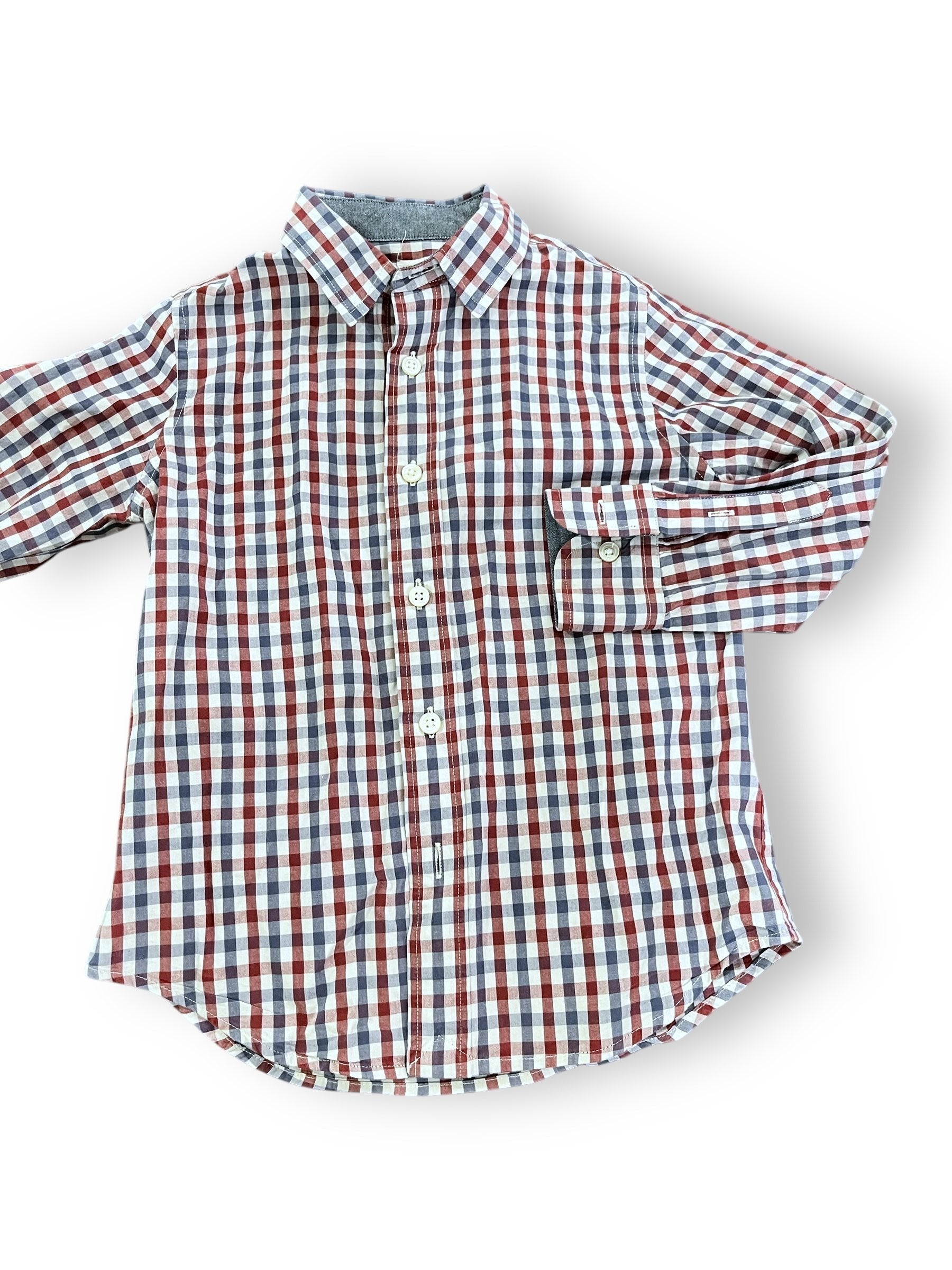 Size 4-5 Crewcuts burgundy/navy/white check button up Default Title / 5-Apr / Boy