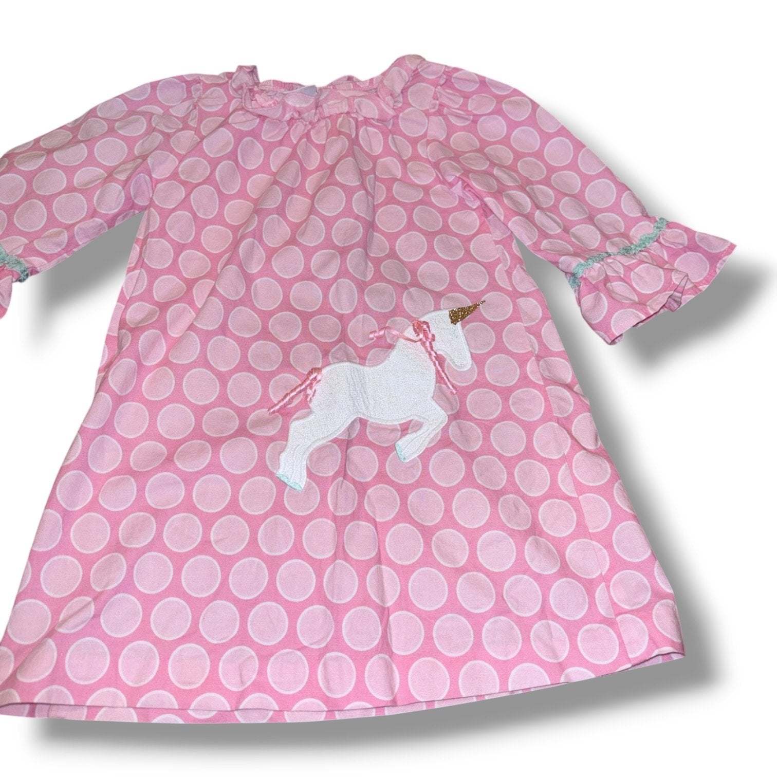 Size 5 Bailey Boys pink polka dot dress w/ unicorn applique Default Title / 5 / Boy