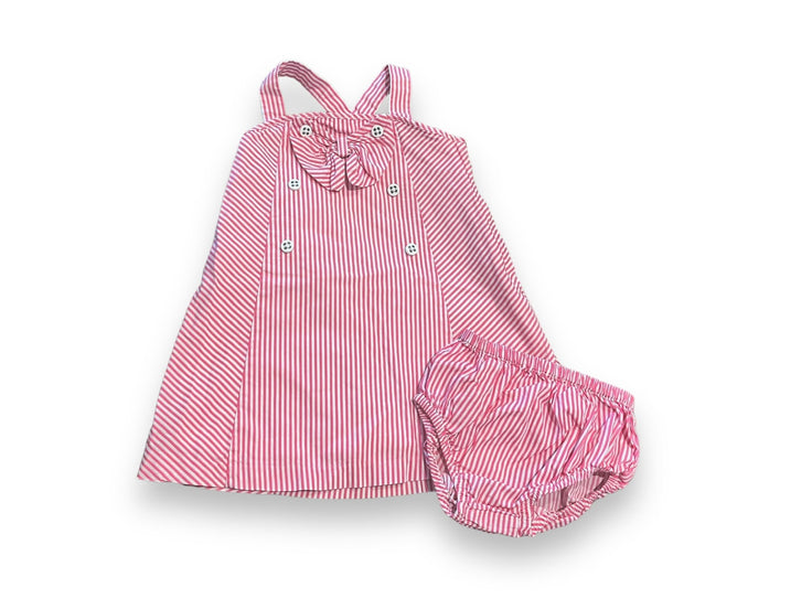 Size 12-18 month Janie and Jack pink/white stripe dress with matching bloomers Default Title / 12-18 month / Girl