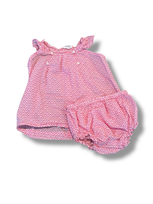 Size 12 month EGG pink/white patterned open-back tunic top Default Title / 12 / Girl