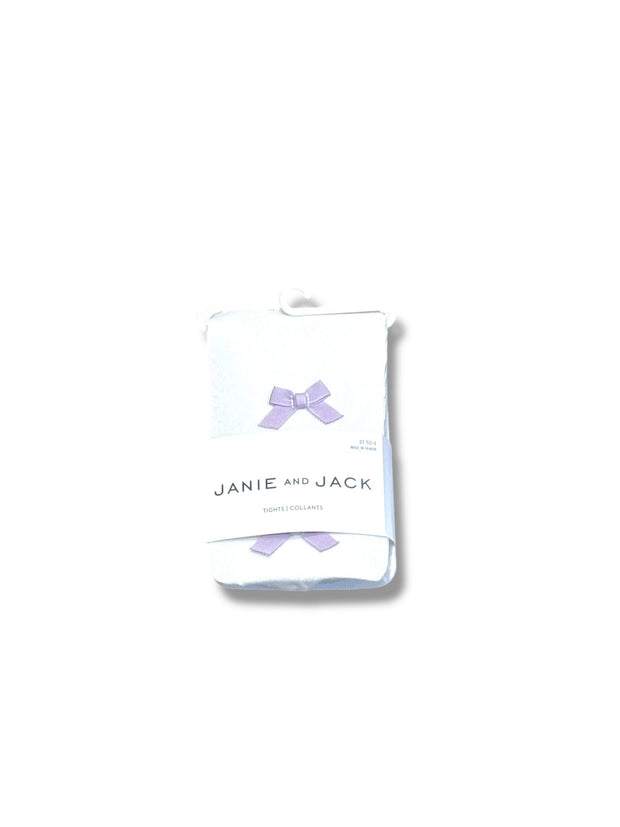 Size 2-3 Janie and Jack off-white tights with lavender bows NWT Default Title / 3-Feb / -