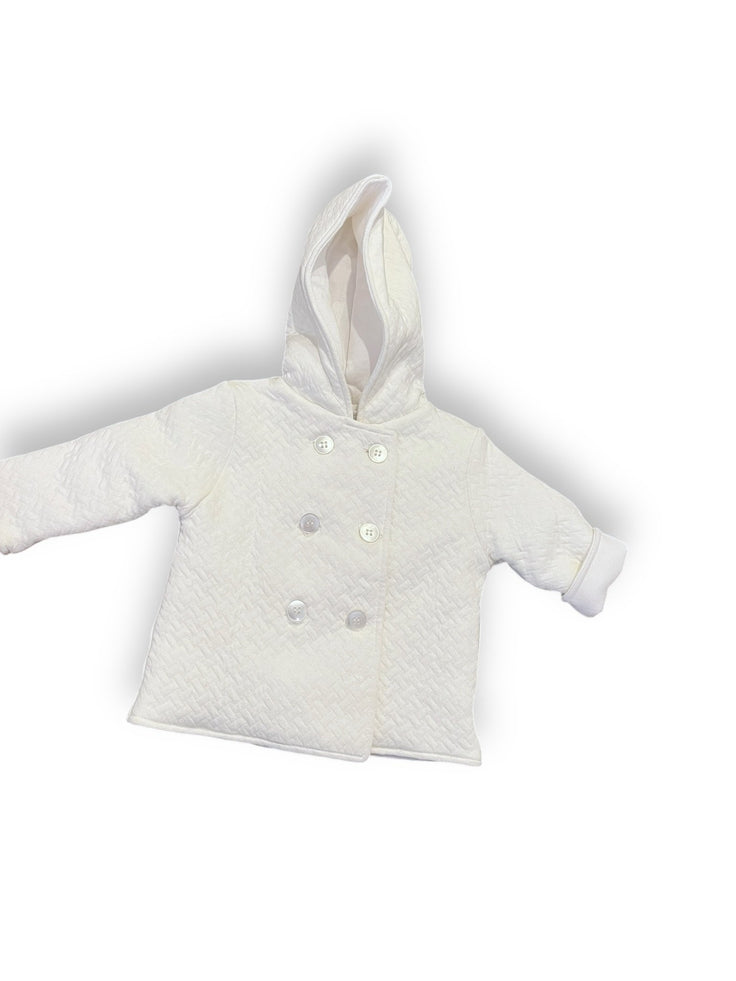 Size 0-3 month Kissy Kissy white double button jacket with hood Default Title / 0-3 month / Girl