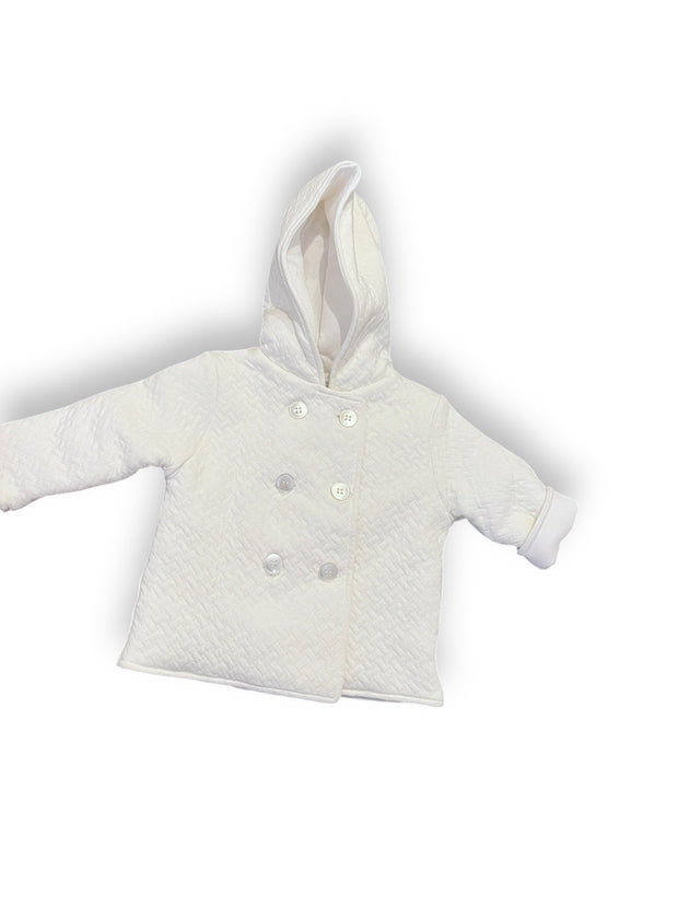Size 0-3 month Kissy Kissy white double button jacket with hood Default Title / 0-3 month / Girl