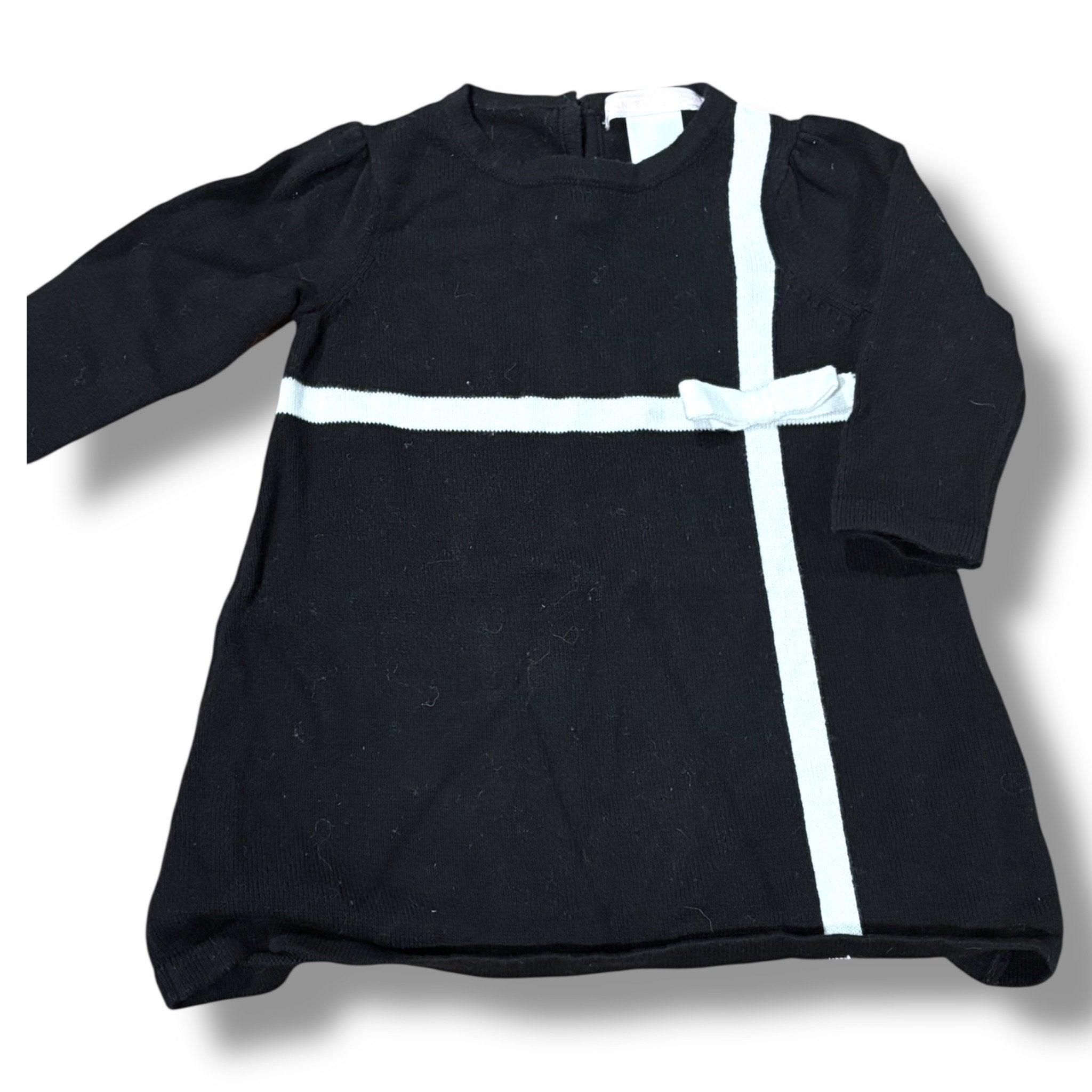 Size 3-6 month Janie and Jack black sweater dress w/ white bow Default Title / 3-6 month / Girl