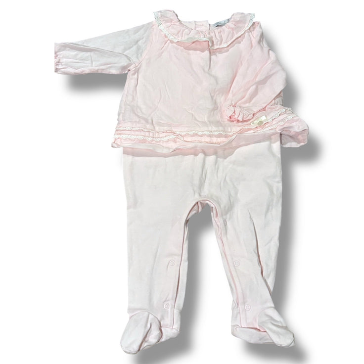 Size 3 month Patachou light pink peplum top romper w/ eyelet trim Default Title / 3 / Girl