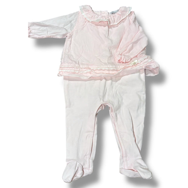 Size 3 month Patachou light pink peplum top romper w/ eyelet trim Default Title / 3 / Girl