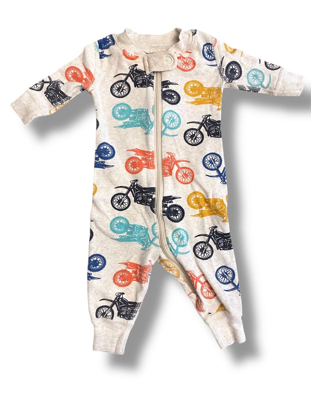 Size 0-3 month Hanna Andersson heather gray sleeper with colorful motorcyles Default Title / 0-3 month / Boy