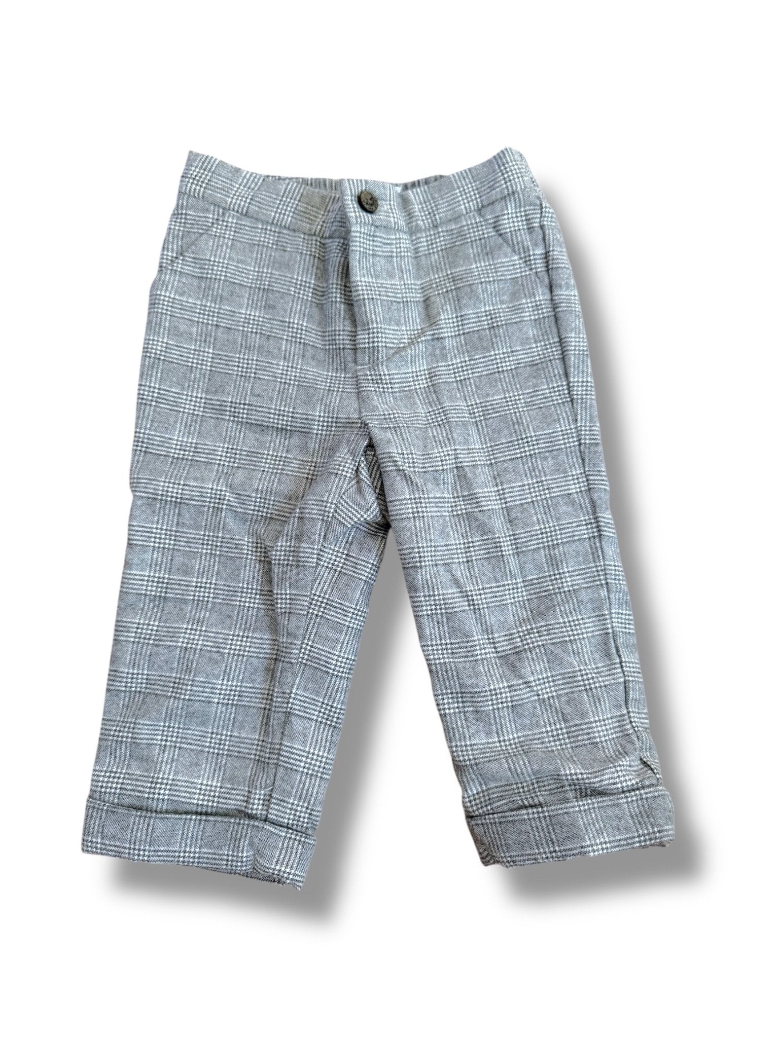Size 6-12 month Janie and Jack gray and white tweed plaid pants Default Title / 6-12 month / Boy