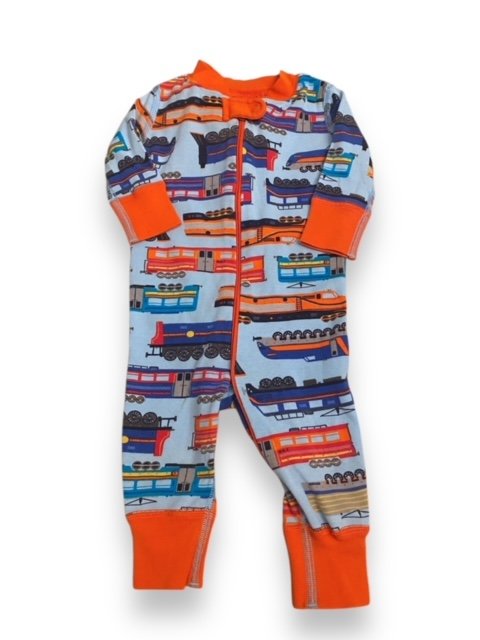 Size 0-6 Hanna Andersson blue car sleeper with red trim Default Title / 0-6 month / Boy