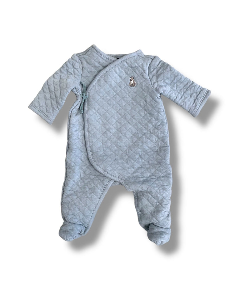 Size 0-3 month Janie and Jack light blue quilted kimono style sleeper - thick fabric Default Title / 0-3 month / Boy