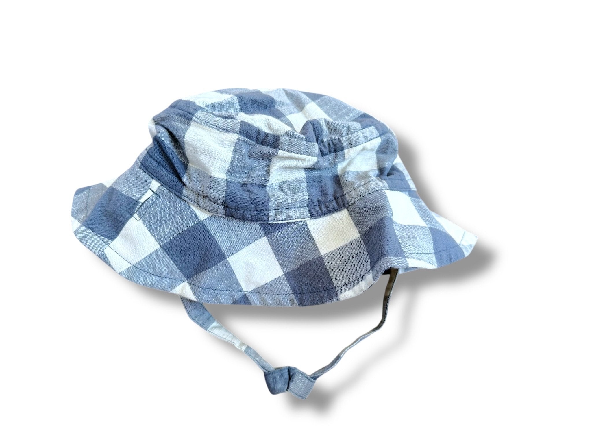 Size 6-12 month Pehr gray and cream gingham bucket sun hat Default Title / 6-12 month / -