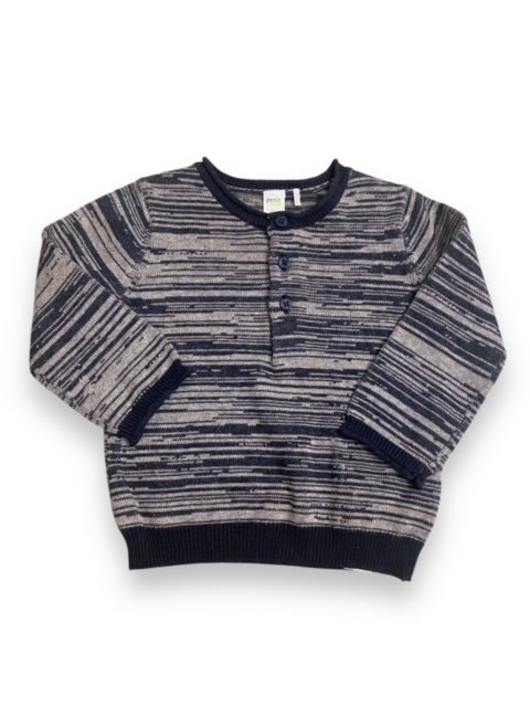 Size 6 month Petit Lem navy and gray sweater Default Title / 6 month / Boy
