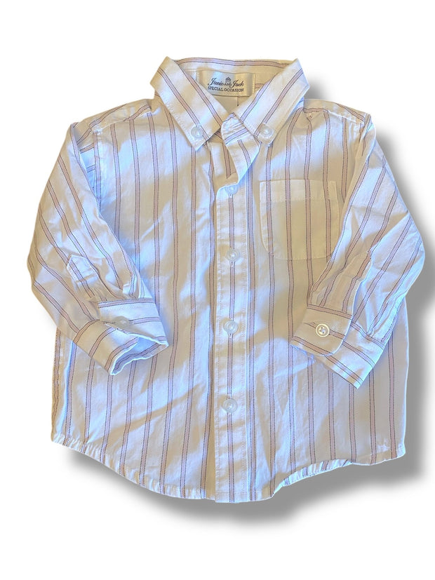 Size 3-6 Janie and Jack white button up with purple stripes Default Title / 3-6 month / Boy