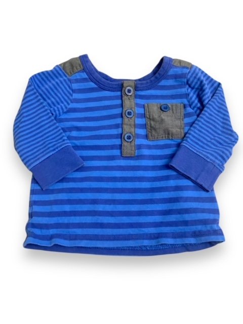 Size 3-6 month Hanna Andersson blue and navy striped henley shirt Default Title / 3-6 month / Boy