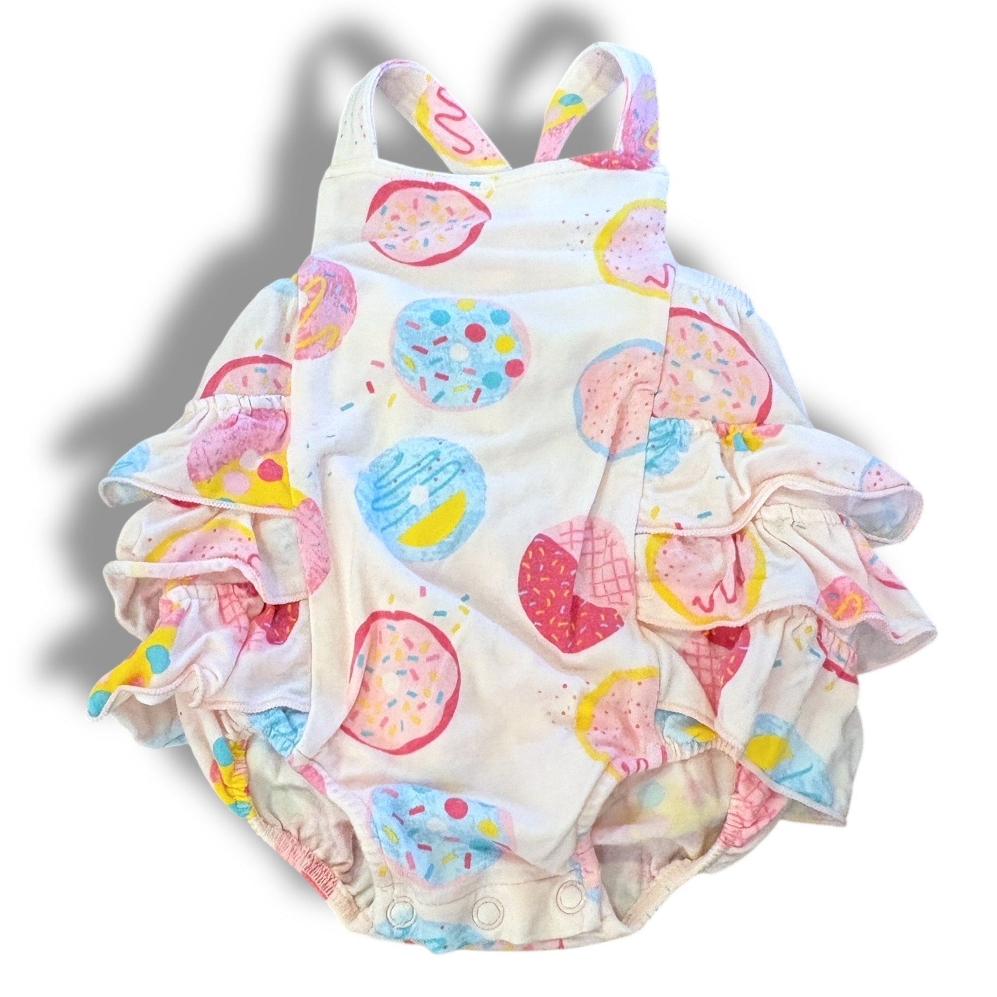 Size 3-6 month Angel pink knit bubble with donuts Default Title / 3-6 month / Girl