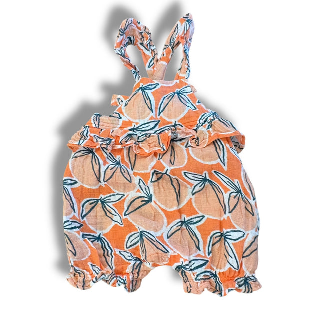 Size 3-6 month Angel dear orange muslin tank romper bubble Default Title / 3-6 month / Girl