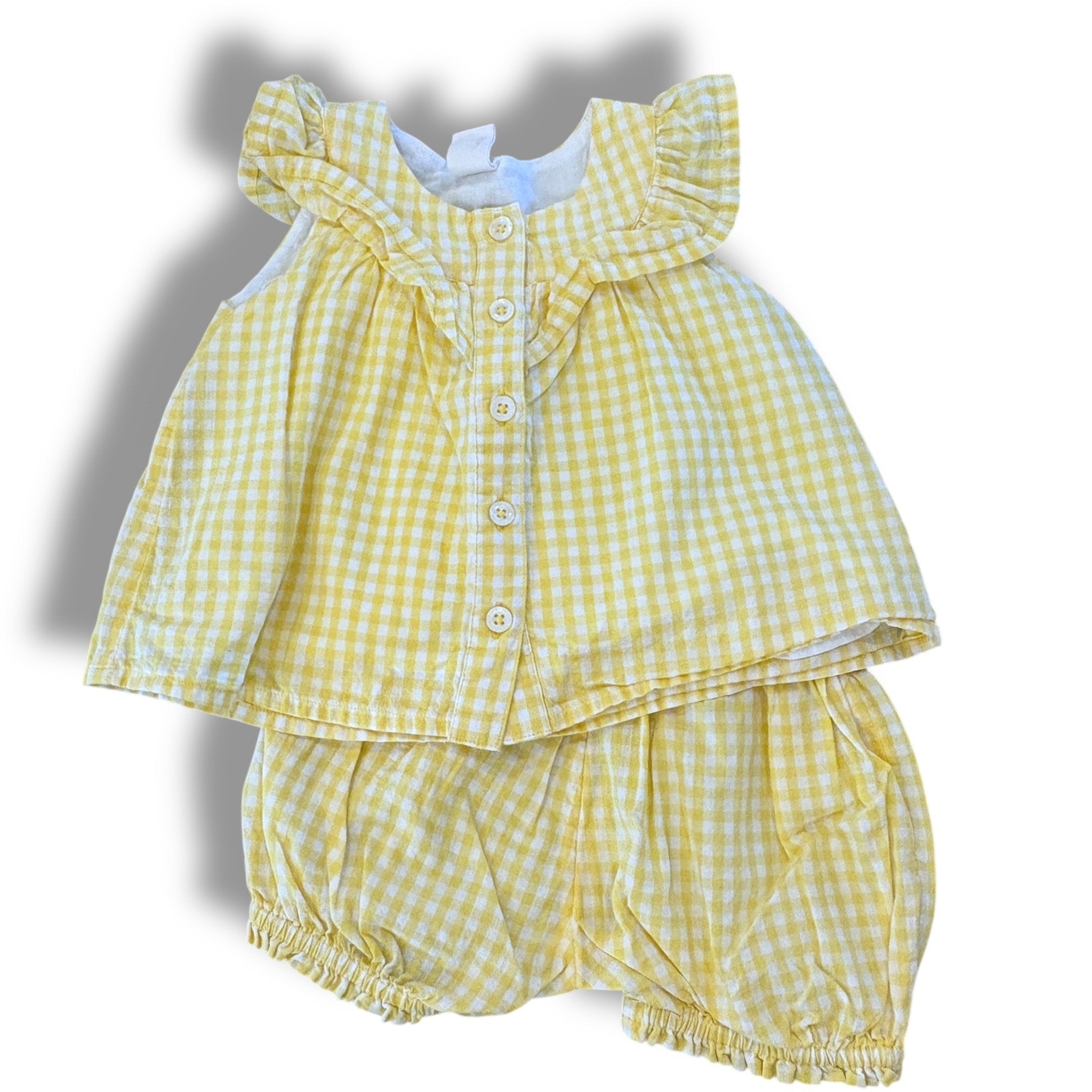 Size 3 month Tucker and tate yellow/white check tank and bloomer set Default Title / 3 / Girl