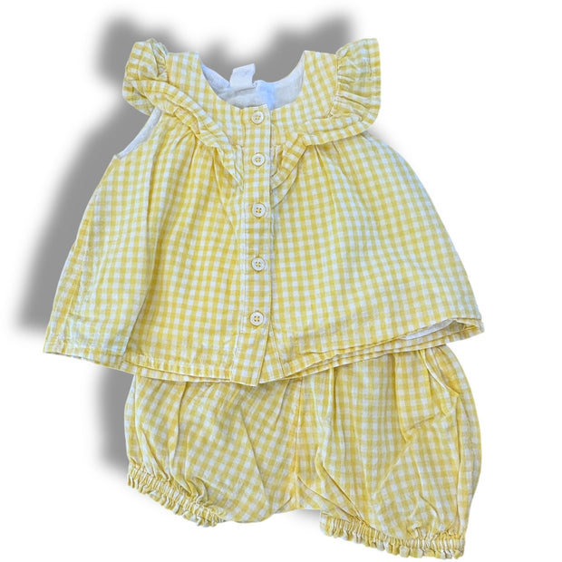 Size 3 month Tucker and tate yellow/white check tank and bloomer set Default Title / 3 / Girl