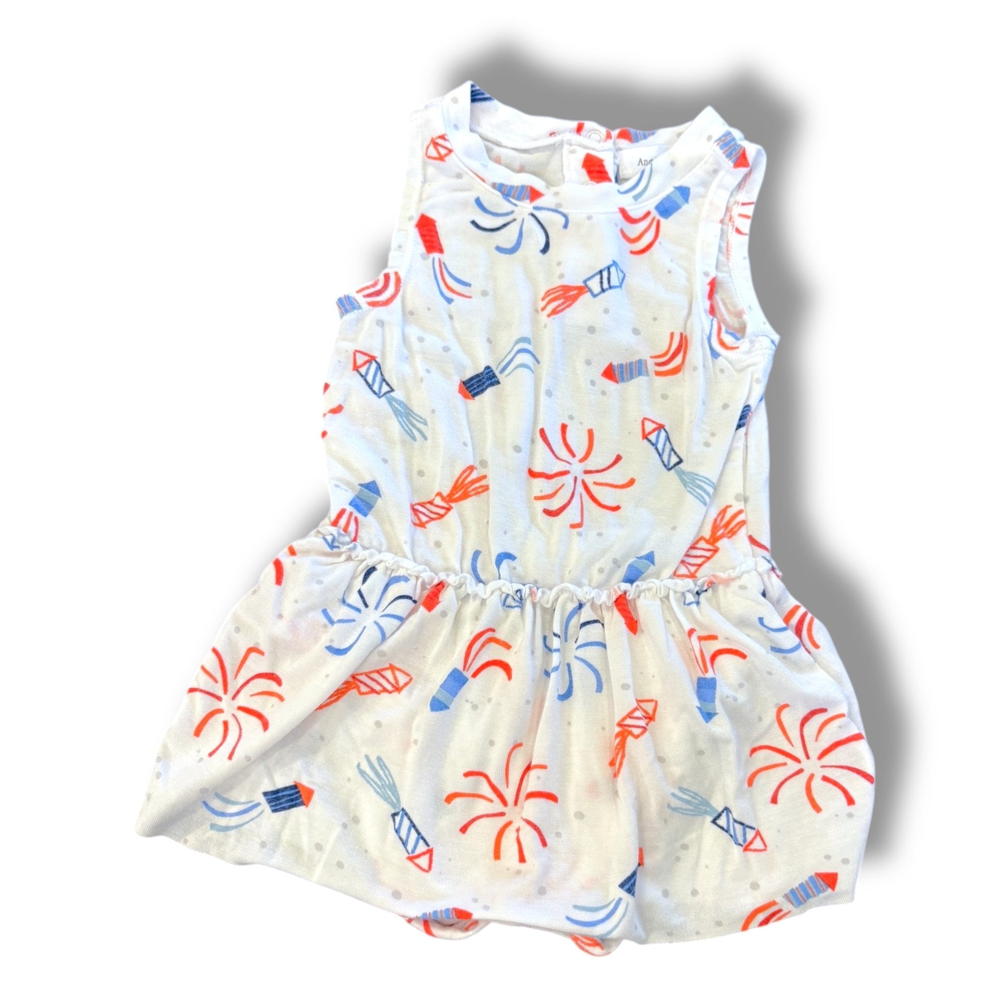 Size 3-6 month Angel white tank dress with fireworks and built onesie Default Title / 3-6 month / Girl