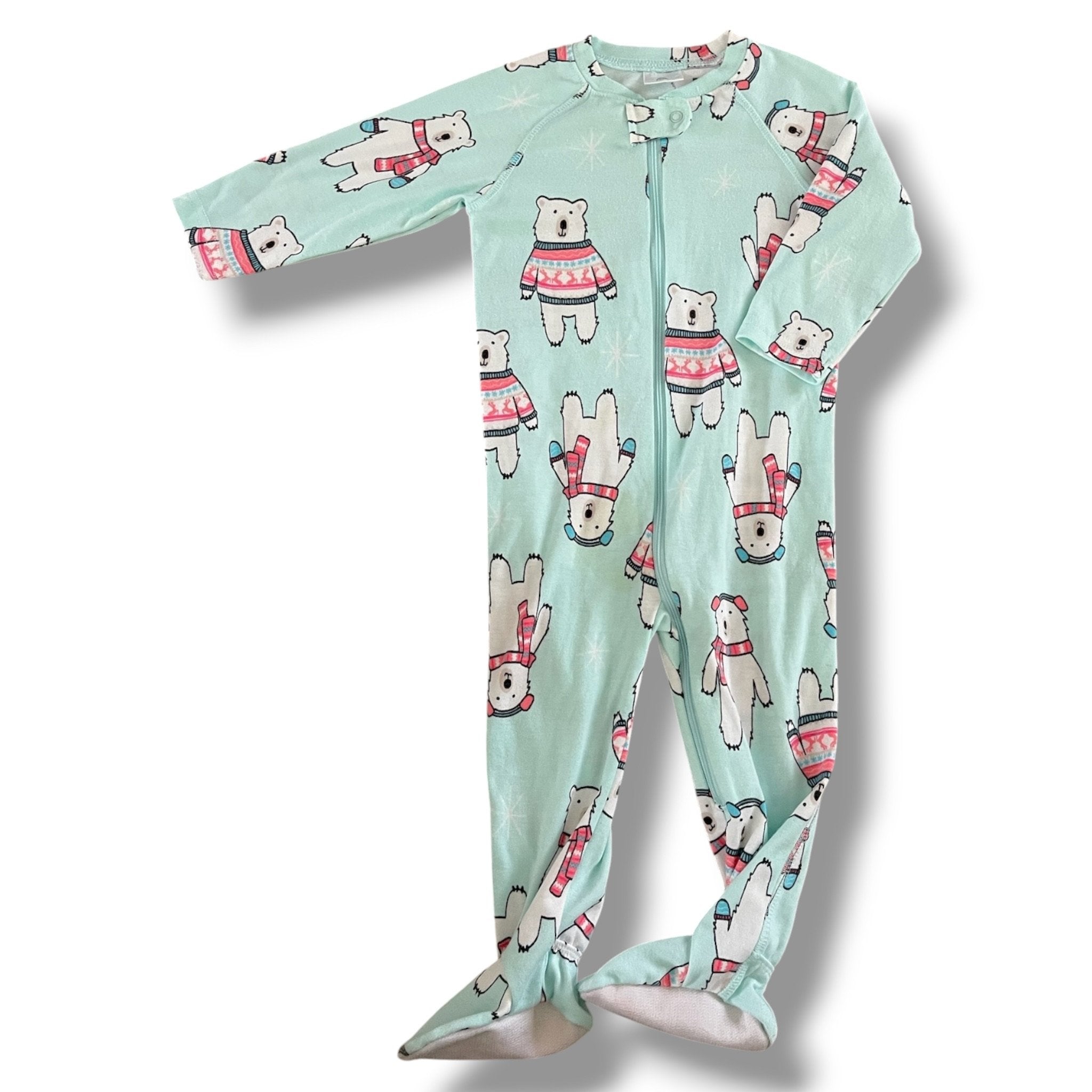 Size 18-24 months Hanna Andersson polar bear onesie zipper pjs Default Title / 18-24 month / Girl