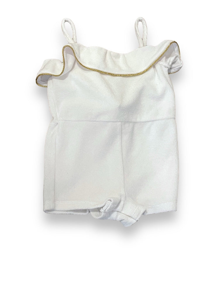 Size 12-18 month Janie and Jack white terry cloth romper coverup with gold trim Default Title / 12-18 month / -