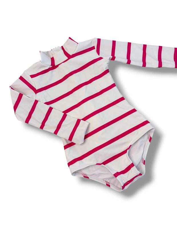 Size 2 Mott50 magenta and white striped long sleeve swim Default Title / 2 / Girl