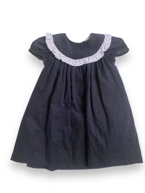 Size 12 month Bailey Boys navy corduroy dress with checked collar Default Title / 12 / Boy