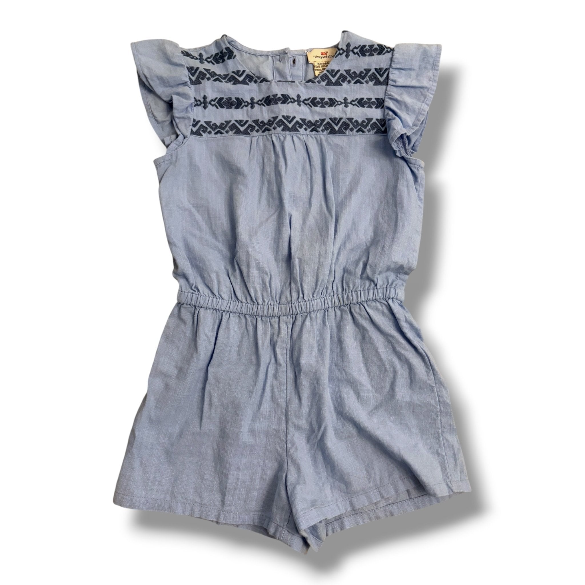 Size 5 Vineyard Vines blue romper with dark blue embroidery Default Title / 5 / Girl