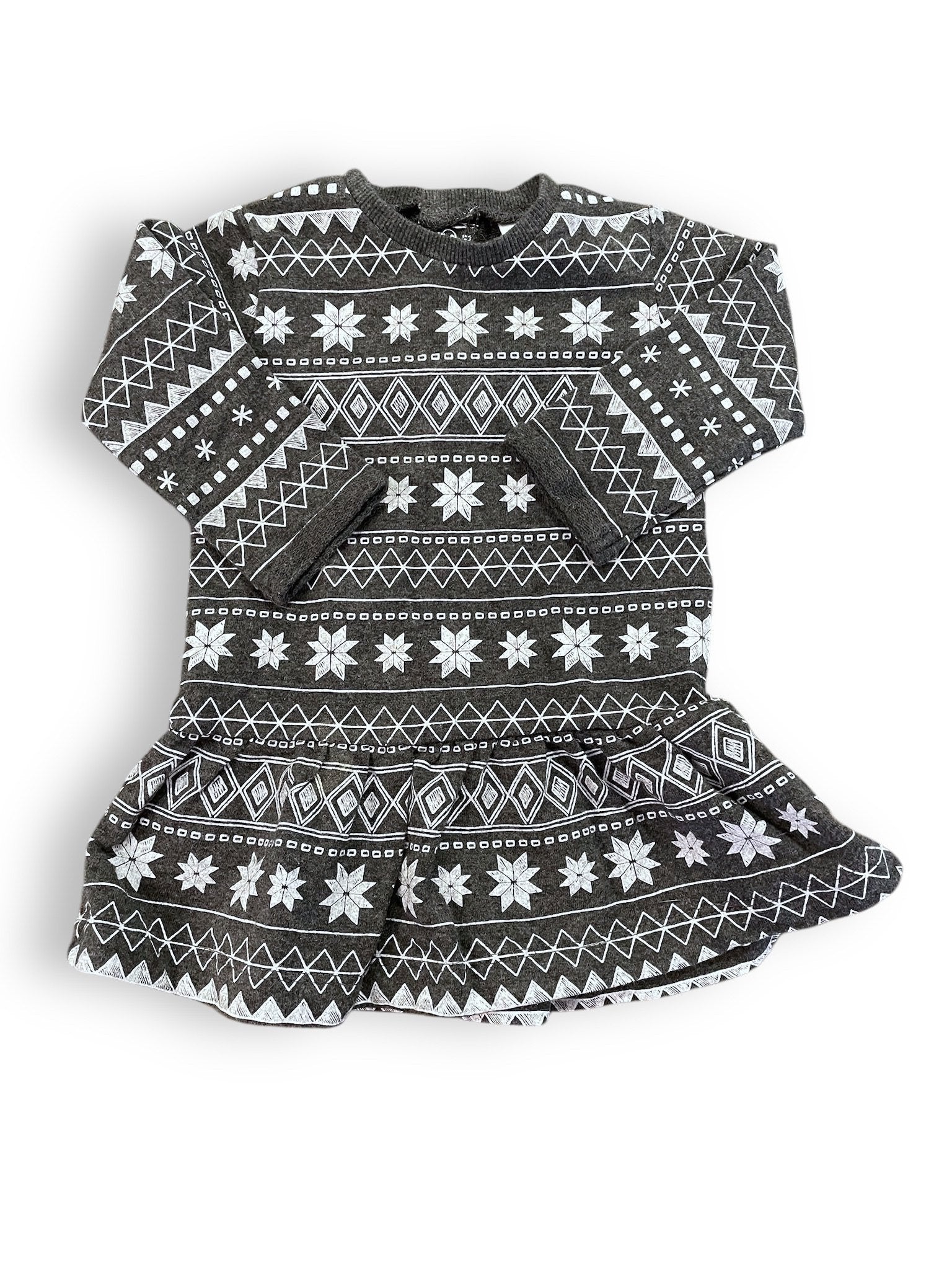 Size 6 month Petit Lem grey fair isle dress Default Title / 6 month / Girl