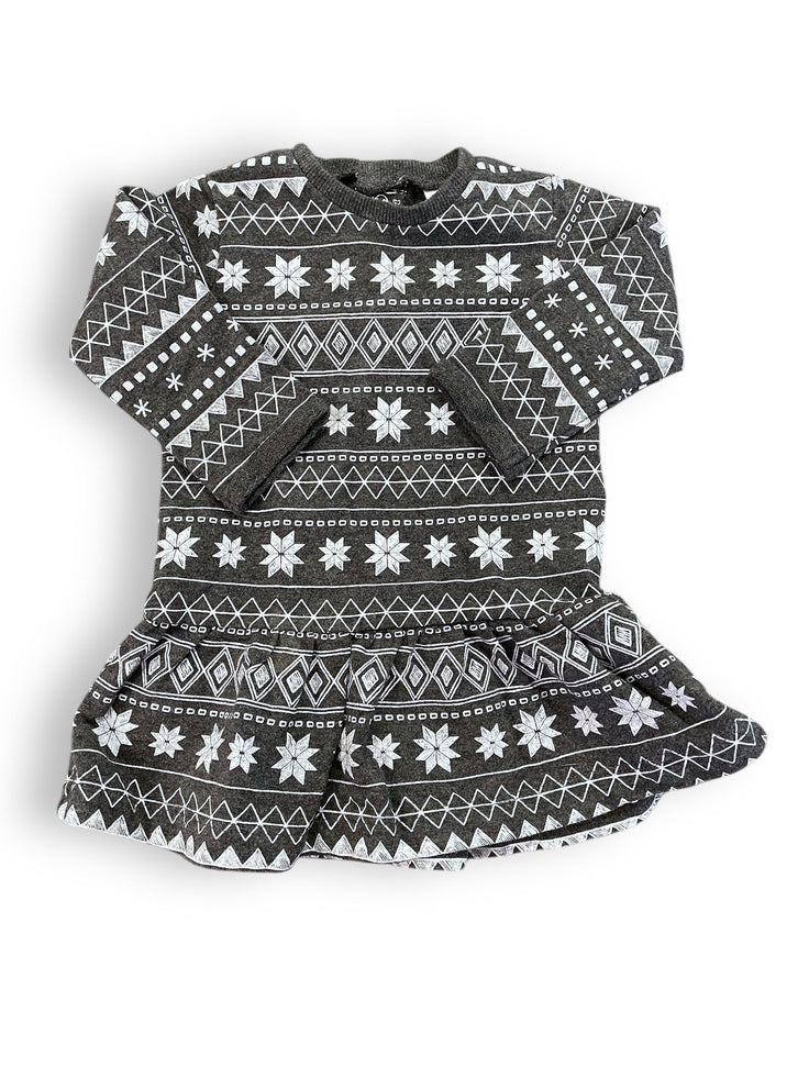 Size 6 month Petit Lem grey fair isle dress Default Title / 6 month / Girl