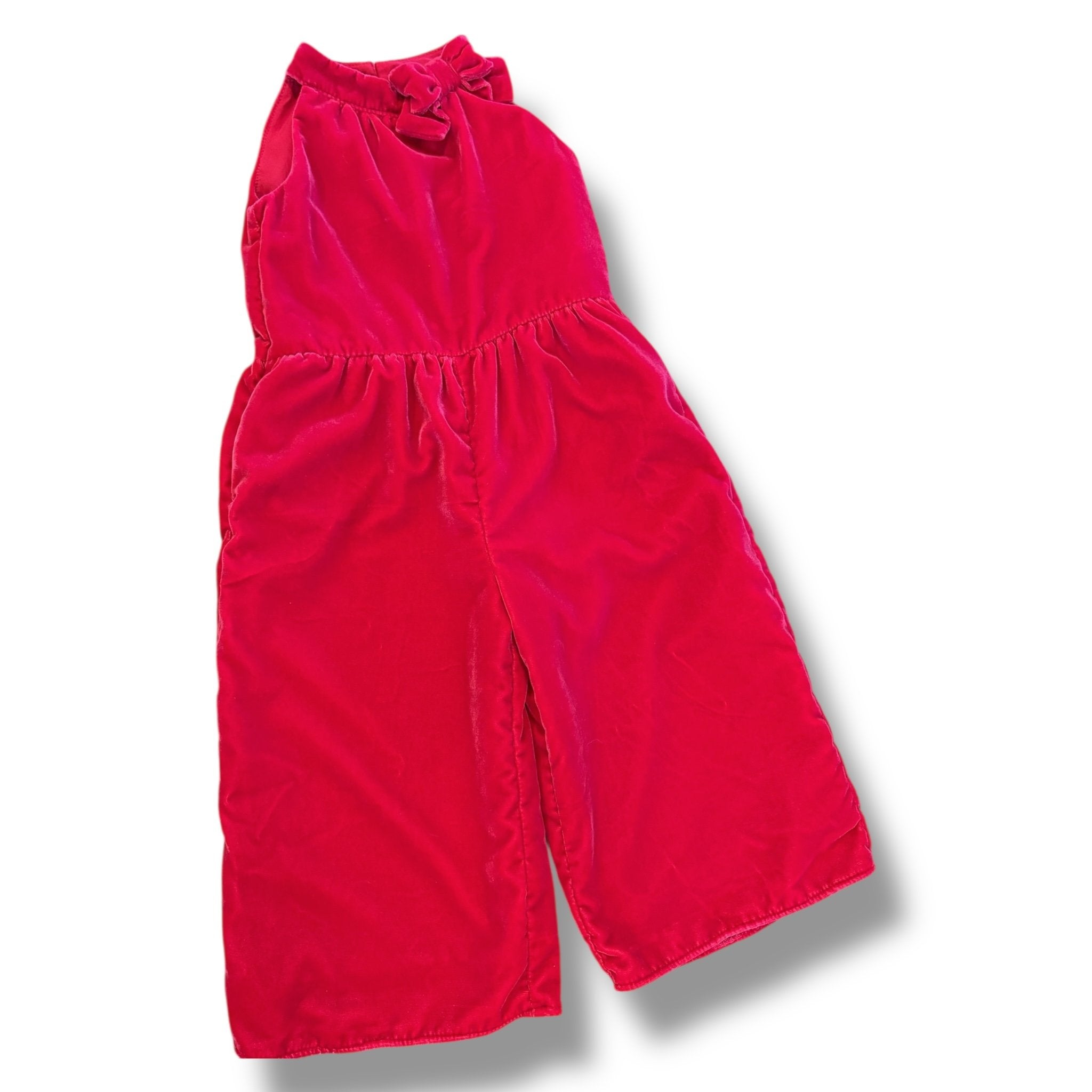 Size 2 Janie and jack red velvet tank romper Default Title / 2 / Girl
