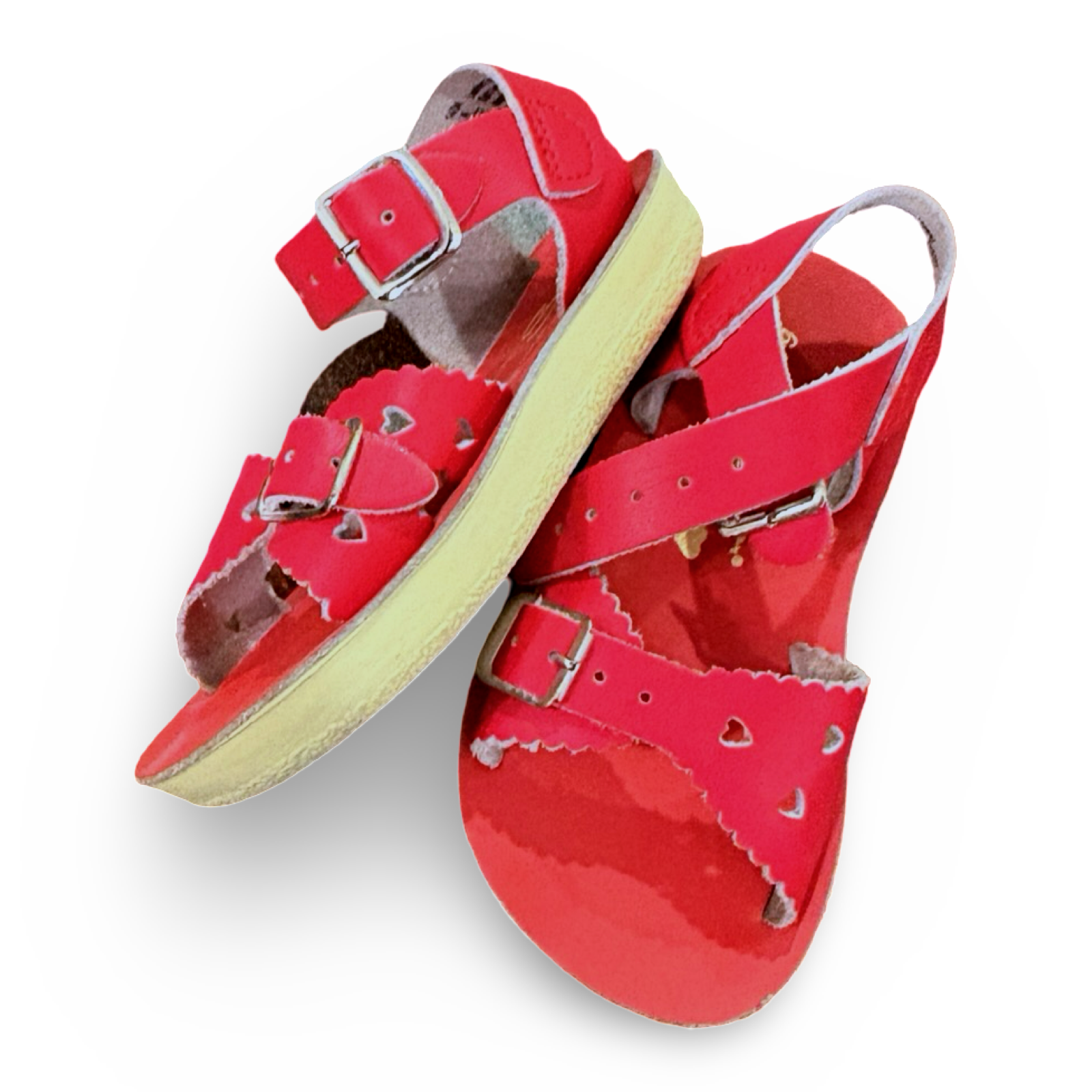 Size 6 toddler saltwater red sandals with heart cutouts Default Title / 6 / -