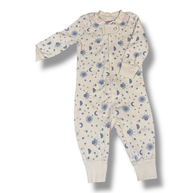 Size 3-6 month Hanna Andersson cream pajamas w/ blue suns, moons, stars Default Title / 3-6 month / Boy
