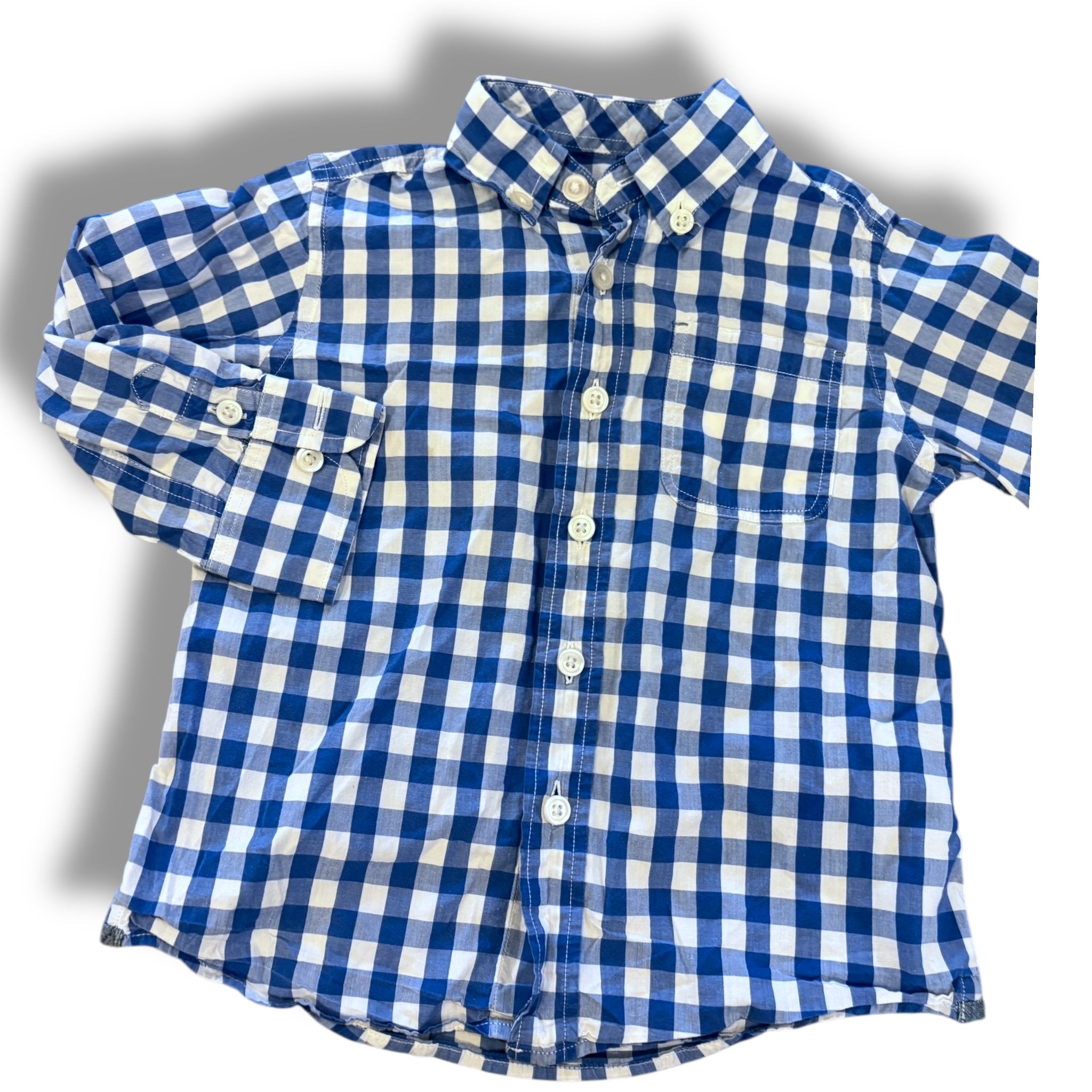 Size 2 Crewcuts blue/white check button up Default Title / 2 / Boy