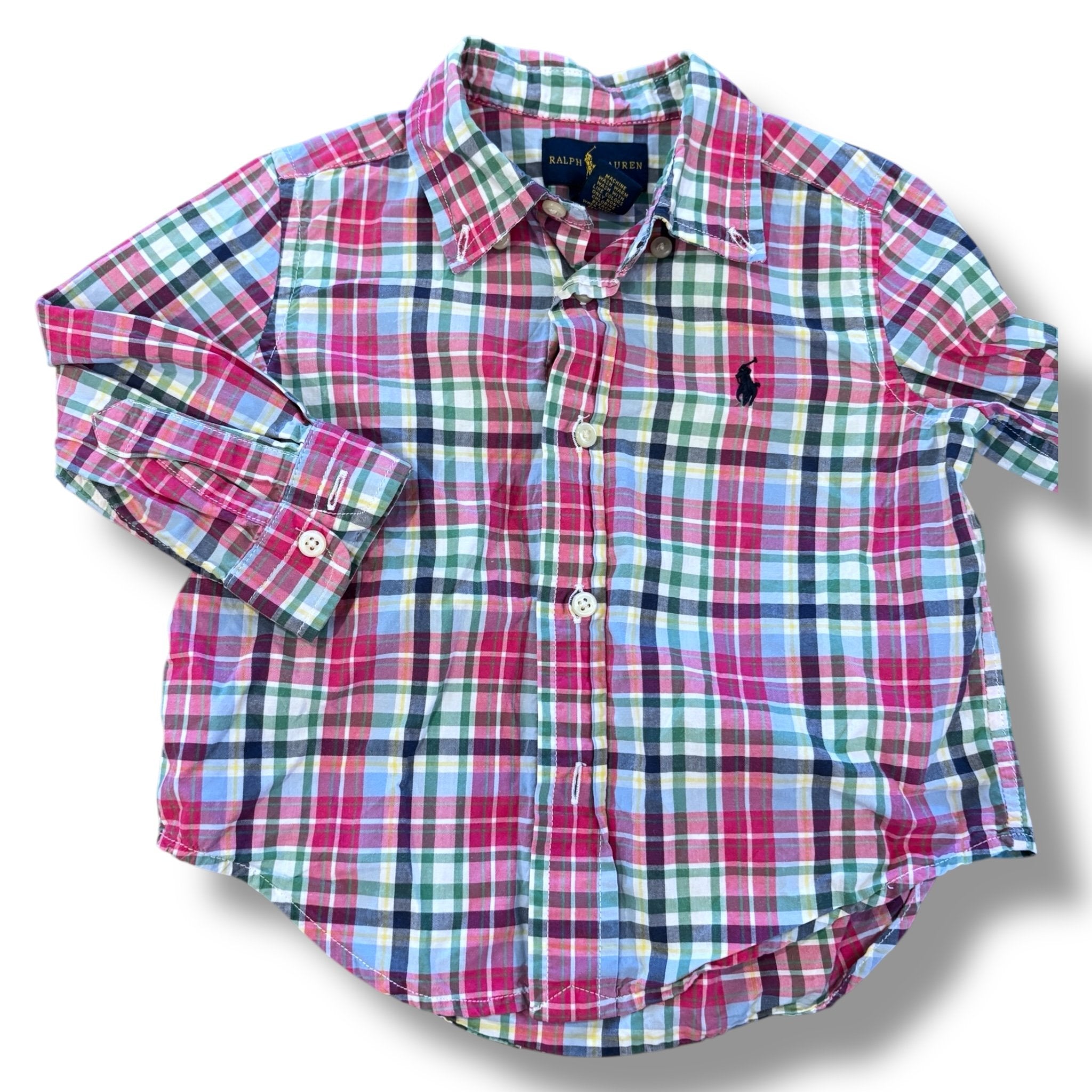 Size 18 month Ralph lauren pink/green/blue/navy plaid button up Default Title / 18 month / Boy