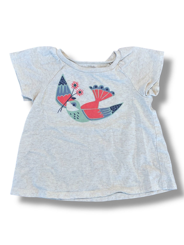 Size 6-12 month Tea Collection oatmeal tee w/ coral/sage/navy bird Default Title / 6-12 month / Girl